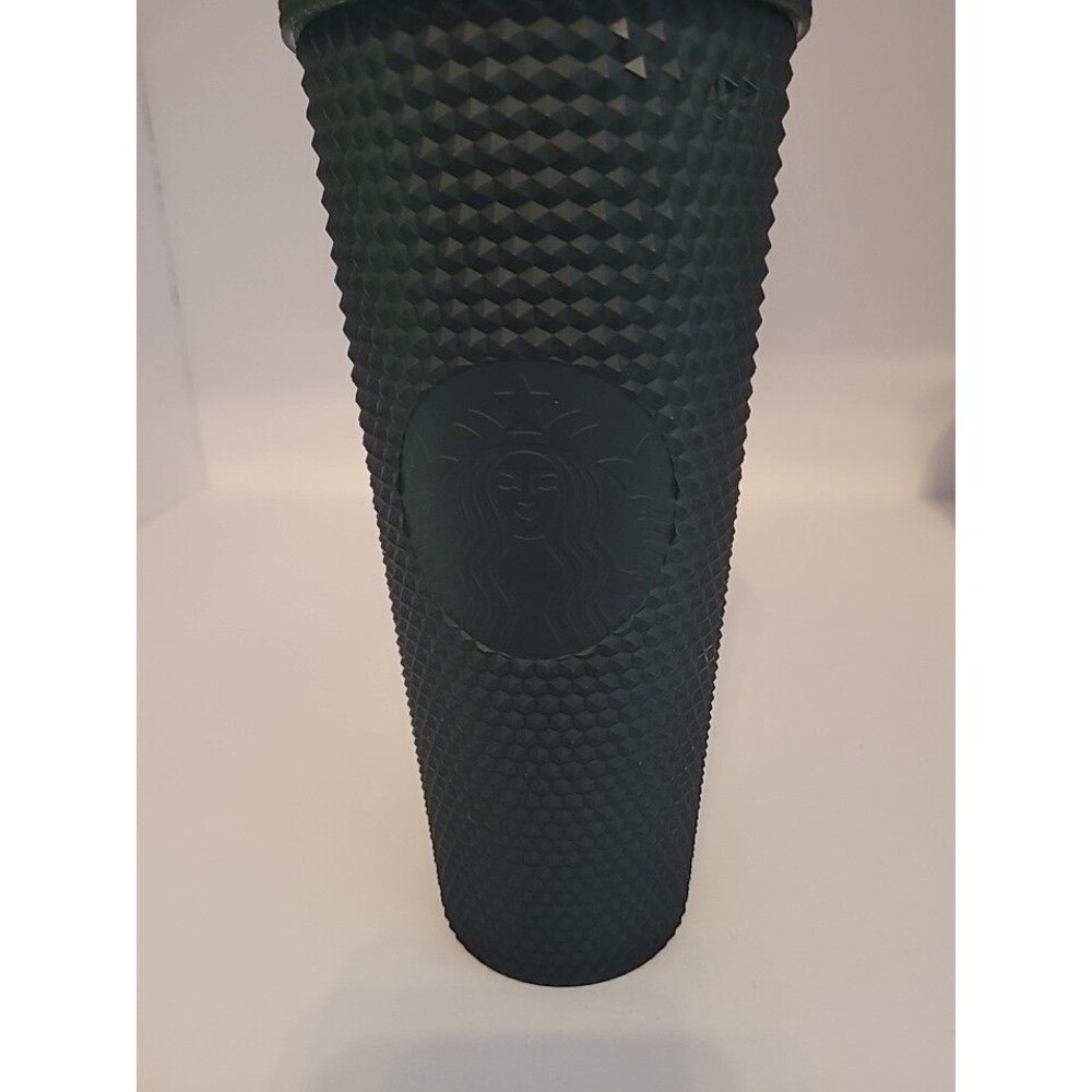 Starbucks Tumbler Studded Matte Hunter Green Cold Cup 24 oz Dark Green No Straw